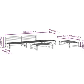 vidaXL 5-tlg. Garten-Lounge-Set Grau Massivholz Kiefer