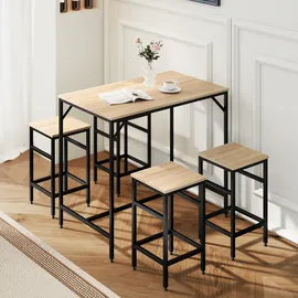 Homcom Bartisch-Set 100 x 60 x 88 cm Eiche/Schwarz