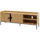 Mendler TV-Rack HWC-O39, TV-Board Fernsehtisch Lowboard TV-Schrank Kommode, Melamin MDF 56x150x40cm ~ natur
