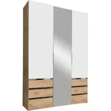 MID.YOU Drehtürenschrank Level 36A mit Spiegel 150 x 216 x 58 cm Weiß/Eiche