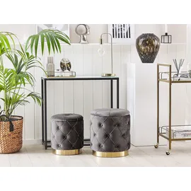 Beliani Pouf mit Stauraum 2er Set Samt 0 x 0 x 0 cm Grau
