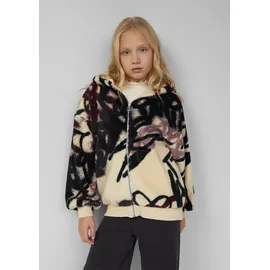 s.Oliver Kuschelige Oversize-Jacke aus Teddy-Plüsch mit Graffiti-Print - beige - 134/140
