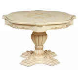 Casa Padrino Luxus Barock Esstisch Creme / Braun Ø 120 cm - Barock Möbel - Creme/Braun