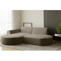 Fun Möbel Ecksofa Designersofa BONDY in Stoff Ascot Braun