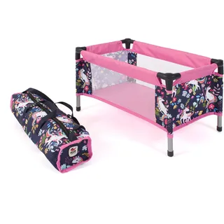 Bayer Chic 2000 - Reisebett für Baby-Puppen bis 48 cm, Puppenbett, Puppenreisebett, Puppenmöbel, Puppenzubehör, Einhorn,
