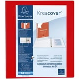 Exacompta 51844RE Präsentationsringbuch KreaCover aus blickdichtem Kunststoff für DIN A4, 4-D Ring Mechanik 50 mm, Rücken 75 mm, rot ideal für Schule und Büro Ringhefter Ringordner Ringbuchordner