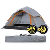 Lumaland Camping Zelt | Leichtes Pop Up Wurfzelt | 2-3 Personen Kuppelzelt | Trekking & Festival Igluzelt | Sekundenzelt Wasserdicht 210x190x110cm | Ideal auch als Strand Wind- & Sonnenschutz [Grau]