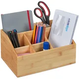 Relaxdays Schreibtisch Organizer Stiftehalter Braun 6 St.