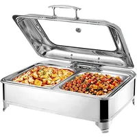 Chafing Dish Elektrisch, 9L Speisewärmer Edelstahl Buffetwärmer mit Sichtbarer Abdeckung, Chafing Dish Warmhaltebehälter - Einstellbare Temperatur (0-85°C)