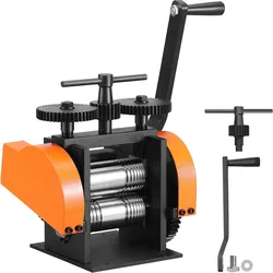 VEVOR 3 in 1 Handwalzwerk Maschine 45 mm Kombinationswalzwerk, Manueller Walzwerk Schmuckwalzwerk Einstellbare Dicke von 0 bis 6 mm, Handwalzwerk Maschine für Platin / K-Gold / Messing / Aluminium