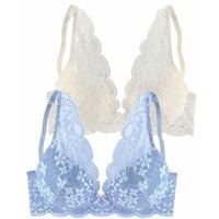 PETITE FLEUR Push-up-BH Damen himmelblau+creme Gr.90A