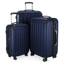 HAUPTSTADTKOFFER - SPREE - 3er Trolley-Set Rollkoffer Reisekoffer, (S, M und L) Koffer-Set, 4 Doppel-Rollen, , Dunkelblau