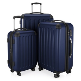 HAUPTSTADTKOFFER - SPREE - 3er Trolley-Set Rollkoffer Reisekoffer, (S, M und L) Koffer-Set, 4 Doppel-Rollen, , Dunkelblau