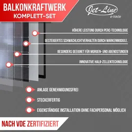 Jet-Line Balkonkraftwerk Solaranlage 1100 W mit Wechselrichter 800/600 W drosselbar