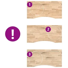 vidaXL Schreibtischplatte Unbehandelt 100x60x2,5 cm Massivholz Eiche
