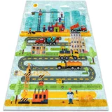 rugsx Kinderteppich JUNIOR 52105.801 Baustelle, Straßen, für Kinder, Anti-Rutsch - blau 80x150 cm
