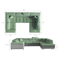 JVmoebel Ecksofa, Wohnlandschaft Sofa Schlafsofa Couch Polster Eckgarnitur Bettfunktion grau|grün