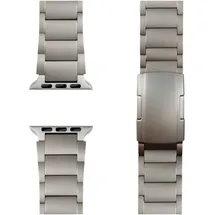 nalia Argon Titan-Armband für Apple Watch Metallarmband gebürstet - Stabil, Rostfrei & Matt, Titan Uhrenarmband, Silber
