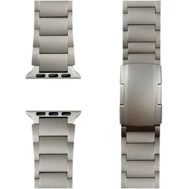 nalia Argon Titan-Armband für Apple Watch Metallarmband gebürstet - Stabil, Rostfrei & Matt, Titan Uhrenarmband, Silber