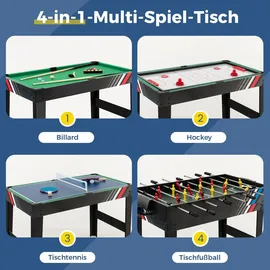 Costway 4 in 1 Tischkicker, Multifunktionstisch mit Tischfußball,Billard,Tischtennis&Airhockey, Kombi-Spieltisch-Set für Kinder&Erwachsene 125x97... - Schwarz