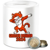 Spardose - Spardosen - Dabbing Tiger Großer Bruder 2024 - Unisize - Weiß - Big Brother bro große brüder großen Geschenk für groser grosser grossen 2023 ich werde größeren Grosse Geschenke