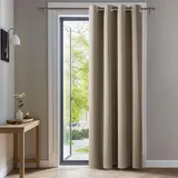 Deconovo Blickdichte Gardinen Vorhang ÖsenRaumteiler Vorhang Blickdicht Thermovorhang Kälteschutz Thermo gegen Kälte Thermogardine Hitzeschutz, 290x140 cm(HöhexBreite), Taupe, 1 Stück