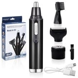 VOSSOT Nasenhaartrimmer Herren Frauen Nasenhaarschneider 4 in 1 USB Wiederaufladbar Ohrhaarschneider Nasentrimmer Testsieger Nasenhaarentferner Ohrhaartrimmer Nose Hair Eyebrow Bart Trimmer (Schwarz)