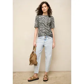 street one studio STREET ONE STUDIO, Damen, Gr. 34, lichen grün, Web, 50% Baumwolle, 50% Modal, normal normal, Rundhals, Bündchen, Shirts T-Shirt, mit Zebra-Print