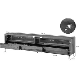 MASSIVMOEBEL24.DE Montreux Lux TV-Board 242x47x60 Natur Geölt Wild-/Zerreiche Massivholz