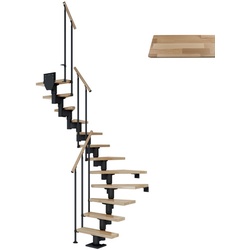 DOLLE Mittelholmtreppe »Dublin«, buchenholz, 14 Stufen, bis 337cm Raumhöhe - grau