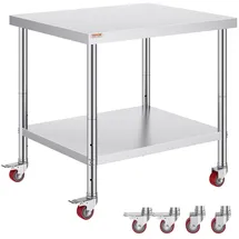 Vevor Arbeitstisch 91 x 76 x 82 cm Edelstahl Catering Arbeitstisch etwa 160 kg für Belastbarkeit Lebensmittel Zubereitungstisch Gewerbliche Arbeitstisch für Küche Bar Restaurantar 4 verstellbare Füße