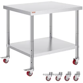 Vevor Arbeitstisch 91 x 76 x 82 cm Edelstahl Catering Arbeitstisch etwa 160 kg für Belastbarkeit Lebensmittel Zubereitungstisch Gewerbliche Arbeitstisch für Küche Bar Restaurantar 4 verstellbare Füße