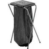 Kadax Ständer für Mülltrennung mit Kunststoffdeckel, Einzeln, Schwarz