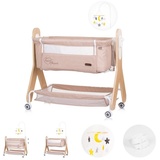 Chipolino Babybett Heart 2 Heart, Beistellbett, Rollen, Matratze, Wiegefunktion beige