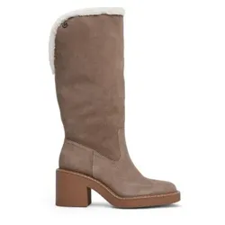 Pepe Jeans für Damen. PLS50523 Nicole Pelzige beige Lederstiefel (40), 5 bis 8 cm, Wildleder, Keine, Lässig