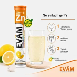 eväm Zink plus Vitamin C Brausetabletten 3 x 20 Stück