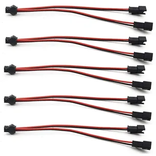 Vrabocry 5pcs 15cm 2pin SM Splitter JST Stecker 1 bis 2 männlich und weiblich für 5630 3528 5050 eine Farbe LED Streifen