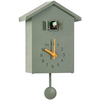 LZLUCKCOME Kuckucksuhr, Moderne Kuckucksuhr mit Pendel, Pendeluhr Wanduhr, Moderne Schwarzwalduhr, mit Nachtruhefunktion, Vogelgezwitscher, Vogelstimme (Grün)