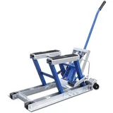 Brride Motorradheber bis 680kg belastbar, Motorradhebebühne Hydraulisch Lifter für Motorräder ATVs und Quads Hebebühne, Montagebock Klapp Hebebühne Plattform (Silber & Blau)