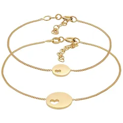 Elli Plättchen Herz Mutter Kind Set 925 Silber goldfarben Damen 