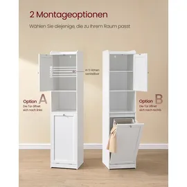 VASAGLE Badkommode Badezimmerschrank mit Wäschekorb, 40 x 40 x 170 cm