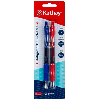 Kathay 86210598 Gelstifte, Blau und Rot, Spitze 0,7, Klickverschluss, perfekt als Schulmaterial