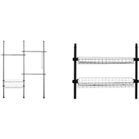 WENKO Teleskop-System Herkules Duo, verstellbares Ordnungssystem, 3 Kleiderstangen & Korb Herkules, 2er Set Aufbewahrungskörbe in Draht-Optik aus stabilem Stahl