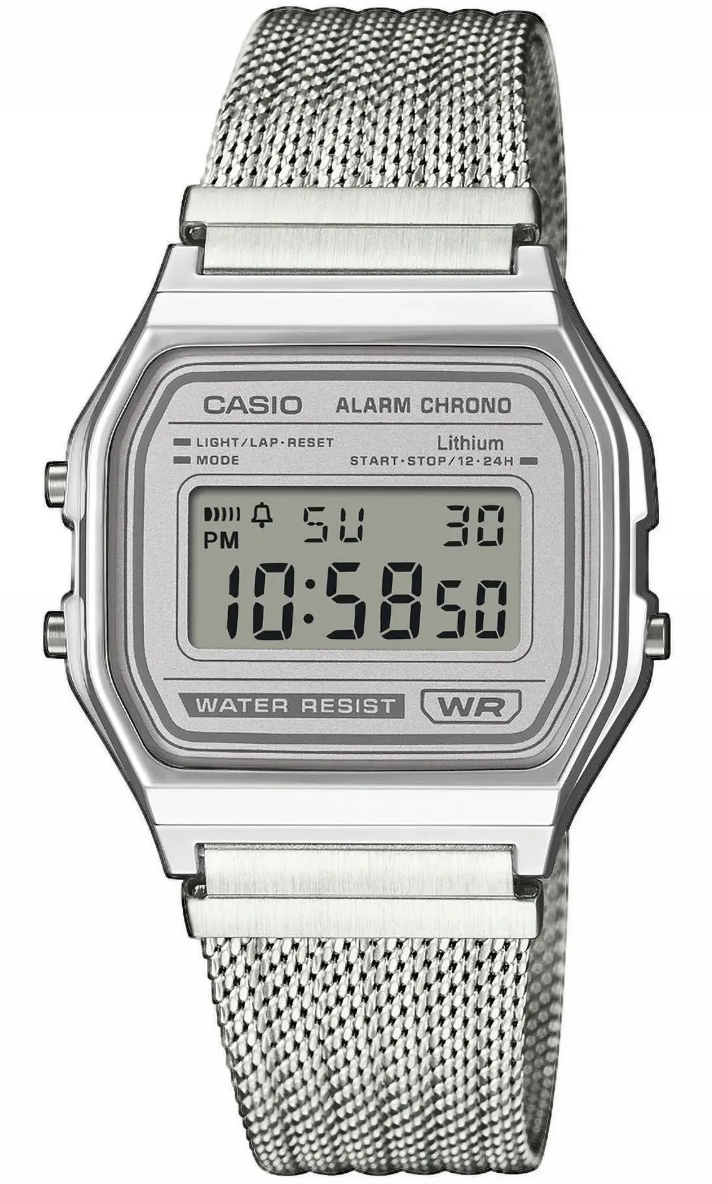 Chronograph CASIO VINTAGE, silberfarben, grau, Armbanduhren, Damen, Chronograph, Quarzuhr, Armbanduhr, Damenuhr, Herrenuhr, Edelstahlarmband, digital