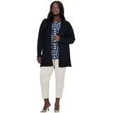 Ulla Popken Plissee-Strickjacke A-Linie Schalkragen Langarm Blau L-XL