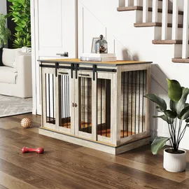 PawHut Hundehütte mit Zweiraum-Option Doppeltüren 120 x 60 x 88,5 cm Stahl Braun