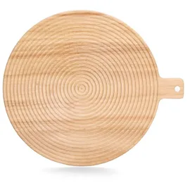 Zeller Schneidebrett m. Griff Stripes Gummibaum 1-tlg. 30,5 x 30,5 x 2 cm Beige
