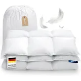 DREEMA Bettdecke 155x220 Daunendecke Warm | Extraweiche Daunenfüllung | in Deutschland gefertigt | 100% nachhaltig mit & Nomite | Allergiker geeig...