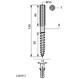 Walraven Stockschraube M10 x 120 mm