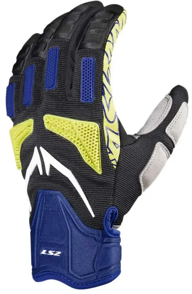 Ls2 Textil Ravin Handschuhe - Blue / Hi-Vis Yellow - M
